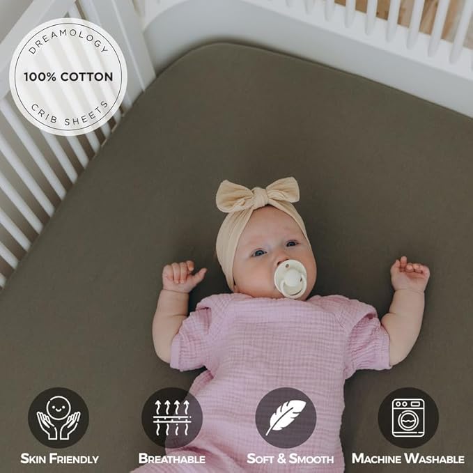 Dreamology Cotton Jersey Crib Sheets Fitted,Boys,Girls,Soft,2 Pack,100% Cotton Crib Sheet,Standard Crib Sheets,Baby Mattress Sheets for Standard Crib and Toddler Bed Sheets,52x28 Crib Mattress Sheets