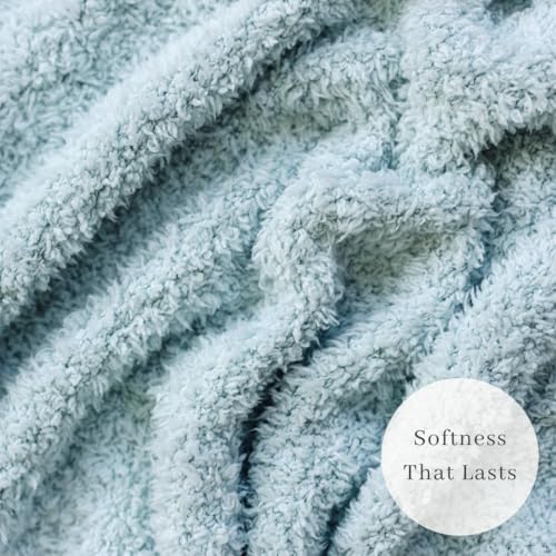 SARANONI Bamboni Luxury Throw Blanket | Oversized Super Soft Plush Home Decorative Comfy Blankets for Couch or Bed | Sky Blue - X-Large 60” x 80”