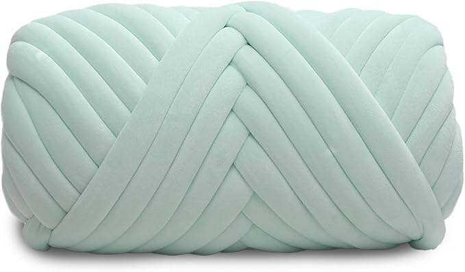 Velvet Chunky Yarn Bulky Giant Arm Knitting Yarn, Super Soft Jumbo Tube Weight, Fluffy DIY Crochet Hand Making Washable for Blanket, Pet Bed, Rugs Pillow (2.2lb-Light Green)