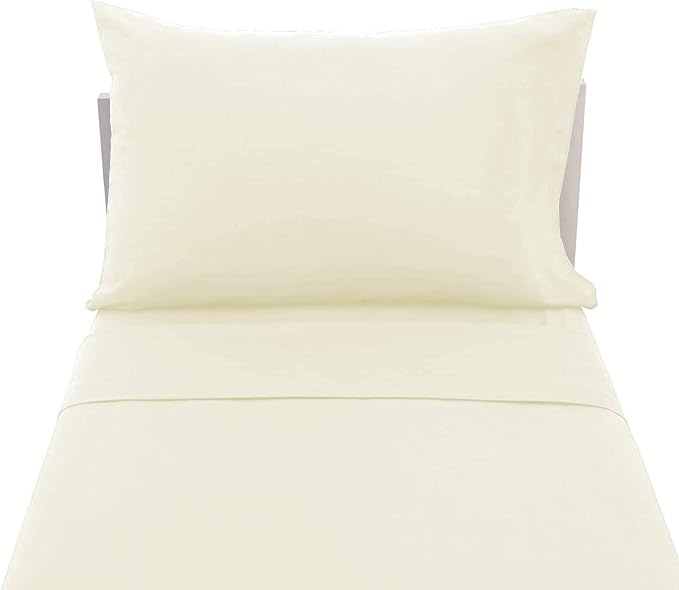 PLAIN PRINTED LINEN 3-Piece Toddler Sheet Set, 100% Cotton Fitted Sheet, Flat Sheet and Envelope Pillowcase, Toddler Bed Set, Mini Crib Sheets (Ivory Solid)