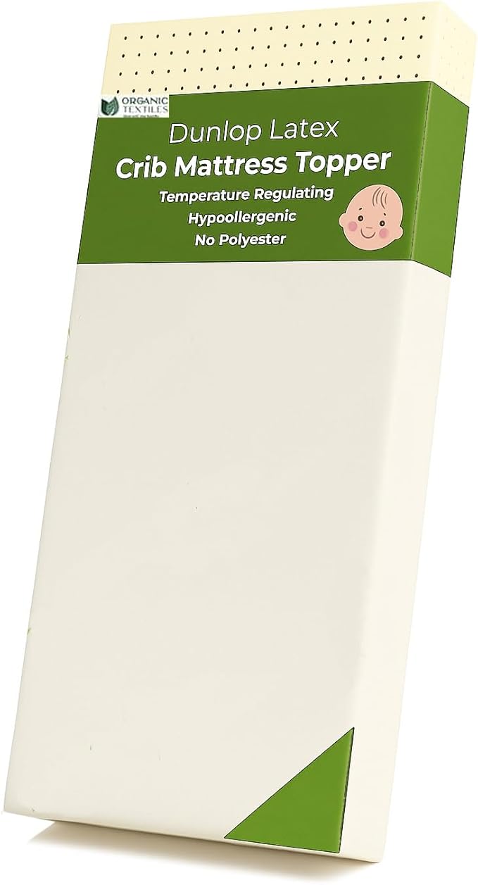 ORGANIC TEXTILES Organic Baby Mattress Topper with Water Resistant Removable Cotton Cover - GOLS/GOTS Certified - Breathable - 3" Mini-Crib (38"x24")
