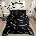 Erosebridal Happy Halloween Comforter Set for Kids Youth Grey Bats Bedding Set Gothic Spooky Quilt Full Size Cartonn Bed Decorative Bedding Comforter Sets with 2 Pillow Cases