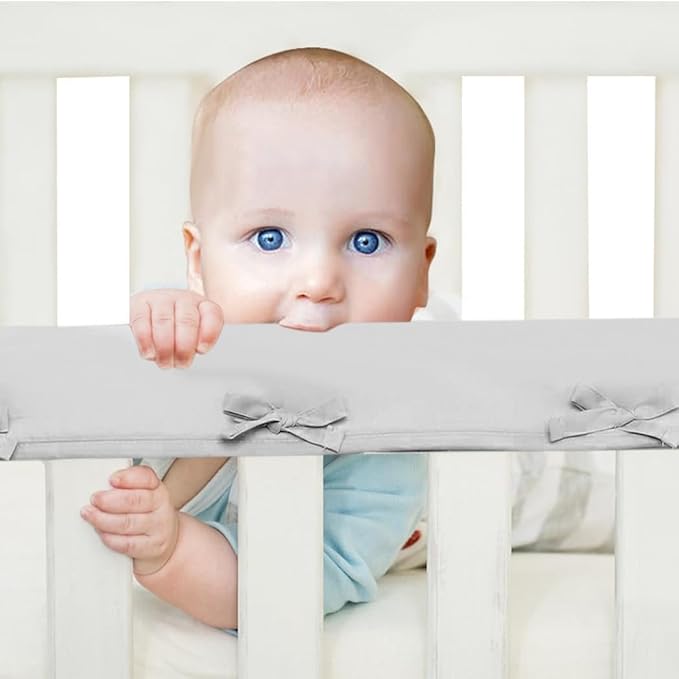 Mesh Sets Toddlers' Bed Rail Bumpers Protecter - Children's Bed Guardrail Padding - Anti-Collision |- Easy InstallEnhanced Safety Mostly Fit (4pc-Gray)
