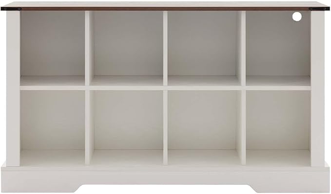 8 Cube Storage Organizer, Wood Cube Bookshelf with LED Lights, Horizontal Storage Cubes, Kids Bookshelf, Display Cabinet Cubby Shelf for Living Room Home Office Bedroom, White