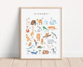 OZCONO Animal Alphabet Learning Poster, Vibrant ABC Wildlife Chart Kids, Playroom Wall Decor Art, Homeschool Education Guide (Unframed) (11x14)