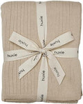 Knitted Organic Cotton Baby Blanket- Swaddle Blanket, 30" x 40" Soft Receiving Blanket for Newborn (Ribbed - Fog)