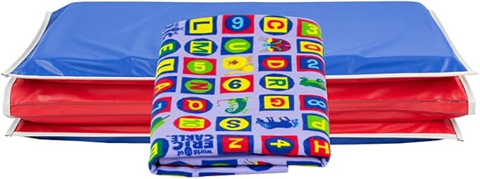 KinderMat + Eric Carle Kinderbundle - ABC & 123 - Full Nap Mat & Washable Cover, Special Edition - 47" x 22", Value Bundle, Great for Daycare & Family Households