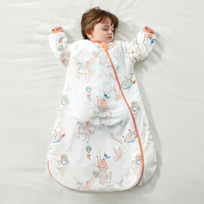 Baby Sleep Sack with Removable Sleeves, Breathable Wearable Blanket for Newborn & Toddler 6-36 Months, Cute Print