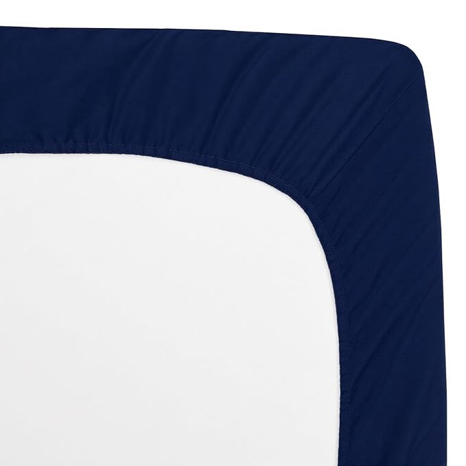 American Baby Company 2 Pack Fitted Crib Sheets 28" x 52", 100% Polyester Ultra Soft Microfiber, White/Navy, for Boys and Girls, Fits Crib and Toddler Bed Mattresses
