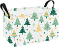 HUNRUNG Rectangle Storage Basket Cute Canvas Organizer Bin for Pet/Children Toys, Books, Clothes Perfect for Rooms/Playroom(Christmas tree)