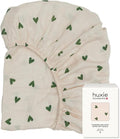 Crib Sheets – Organic Cotton Muslin Fitted Crib Sheet – Standard Size for Baby Boy and Baby Girl 28" x 52" Ultra-Soft and Breathable. (Green Hearts)