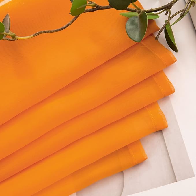 MIULEE 2 Panels Fall Kitchen Tiers Half Window Sheer Curtains-Rod Pocket Voile Drapes for Kitchen Bathroom-Small Windows 29 by 24 Inch Orange