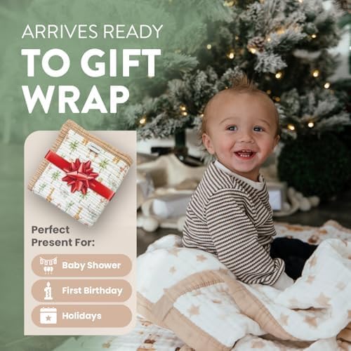 Organic Cotton Muslin Baby Blanket for Boys and Girls - Luxurious Soft Toddler Quilt for Swaddling - Gender Neutral Blanket - Baby and Toddler Gift - Dream Big