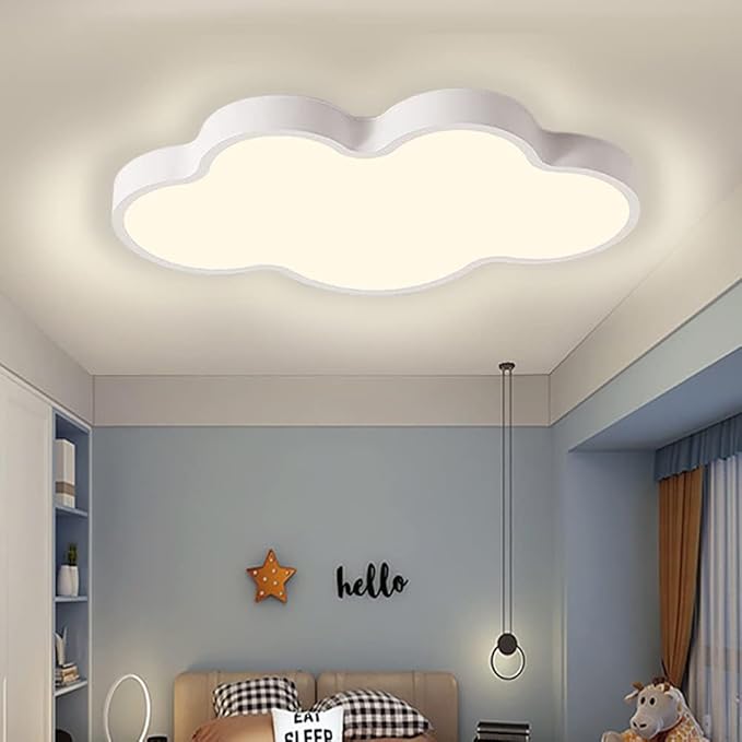 LED Ceiling Light Fixture,Modern Cloud Shape Recessed Ceiling Lights, Dimmable Light,Close to The Ceiling Lighting Flush Mount Living Room Bedroom,3000K-6000K (White, 27inch)