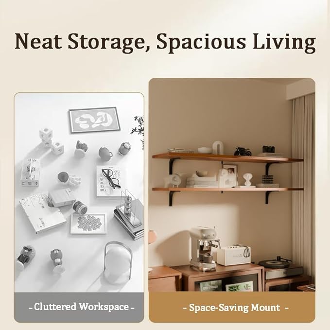 12x60 Inch Rustic Wood Floating Shelves 2-Pack - Farmhouse Brown Wall Shelves with 100 lbs Capacity, Easy Installation for Living Room, Kitchen, Bedroom