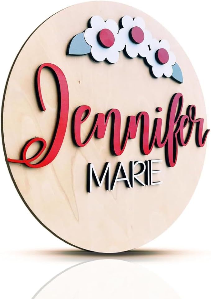 Personalized Wooden Name Sign - Custom Baby Name Signs for Nursery & Kids Room, Baby Announcement Sign, Wall Name Signs Personalized, Round Wooden Letters for Nursery Decor (Round Name)