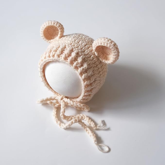 Zeroest Newborn Baby Boy Girl Photography Props Bear Hat Outfits Crochet Kint Handmade Cap Set for Newborn Photo Shoot