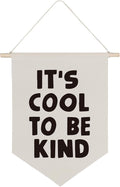 QODUNG Baby Nursery Banner,It's Cool to be Kind,Modern Toddler Kids Room Decor,Neutral Cool Wall Decor,Canvas Hanging Pennant Wall Flag for Boys Bedroom Playroom Kidsroom