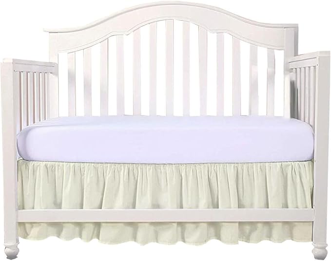 Crib Bed Skirt 28” x 52” with 14” Drop – Split Corners Dust Ruffle, Microfiber - Breathable, Durable, Elastic Adjustable Fit, Soft Nursery Bedding for Baby Boys & Girls, Ivory Solid