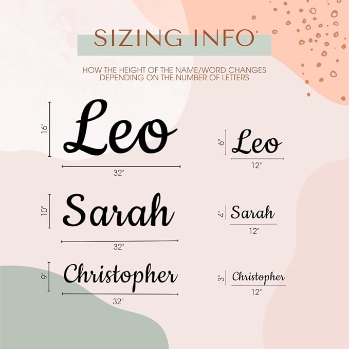 Wooden Name Sign 8-35" Wide Personalized Letters for Nursery Art Wall Room Decor Baby Shower Occasion Family Name Sign Nameplate Wood Plaque