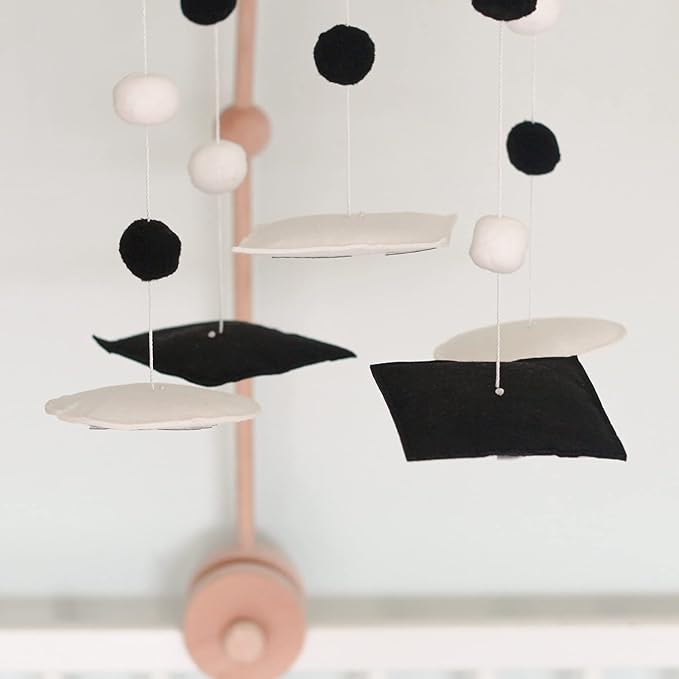 Montessori Mobile, Black and White Mobile for Baby, Woodland Baby Crib Mobile for Boys Girls, Neutral Nursery Mobile High Contrast Mobile for Pack N Play, Nursery Decor Woodland