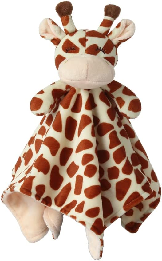 CREVENT Cozy Plush Baby Security Blanket, Loveys for Baby Girls and Boys, Birthday (Giraffe + Sloth)