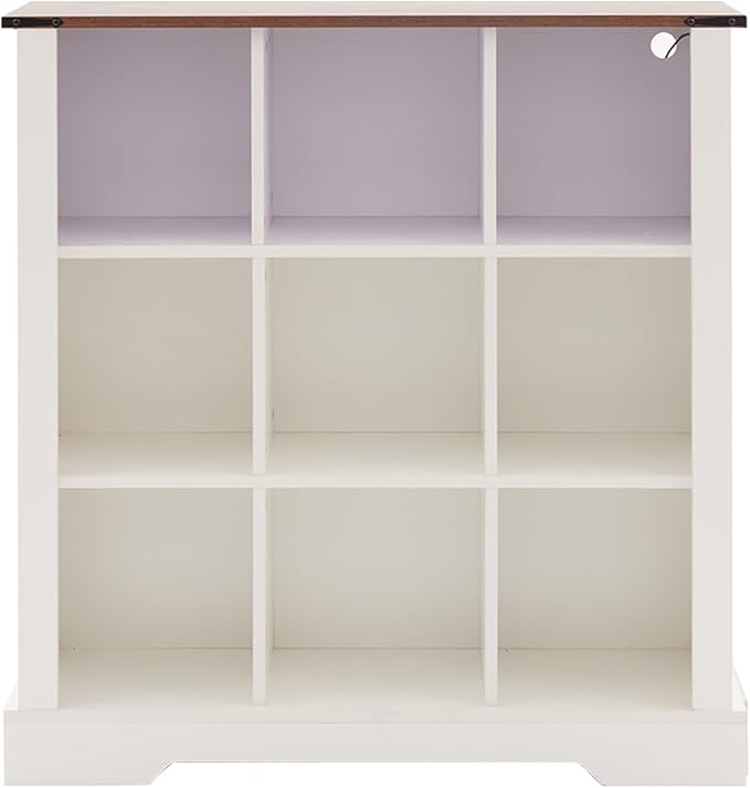 9 Cube Storage Organizer, Wood Cube Bookshelf with LED Lights, Horizontal Storage Cubes, Kids Bookshelf, Display Cabinet Cubby Shelf for Living Room Home Office Bedroom, White