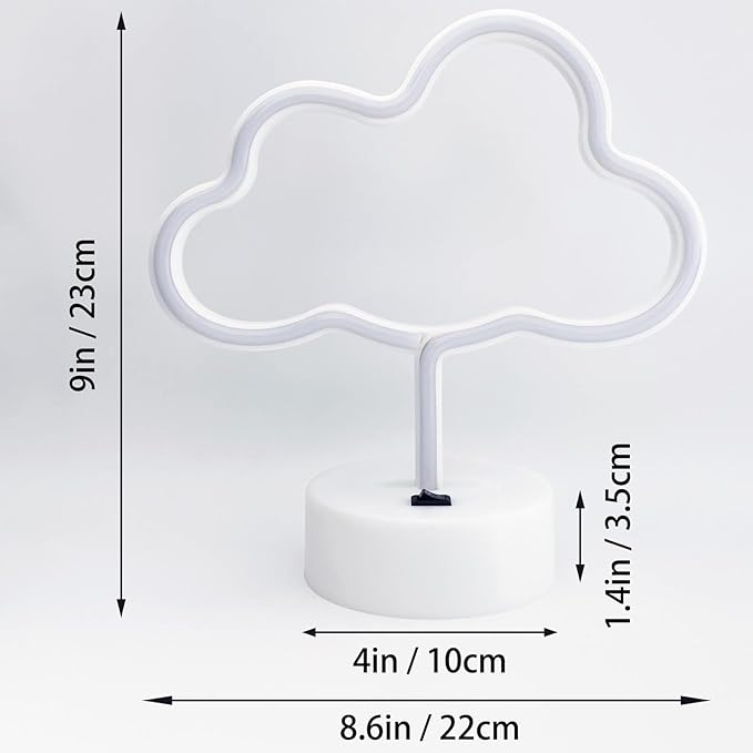Cloud Neon Sign Led Light for Bedroom, Warm White Room Decor USB/Battery Operated, Aesthetic Stand for Girls Boys Party Birthday Christmas Gifts