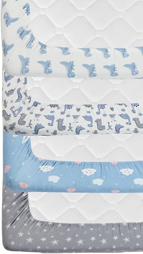 4 Pack Soft Baby Boy Crib Sheets for Standard Crib Mattress Dinosaur Star Cloud Soft Neutral Unisex Fitted Crib Sheets Set for Baby Boys
