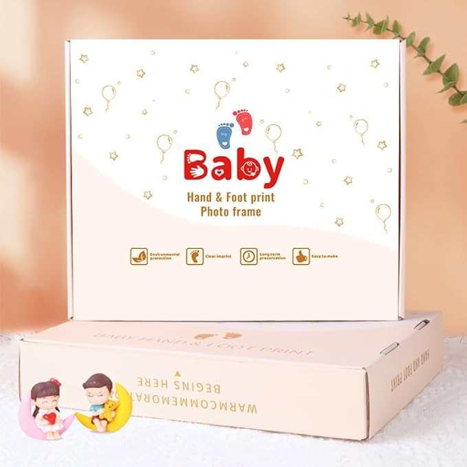 MCstars Handprint Footprint Photo frame DIY Commemorative Newborn Photo Footprint Birthday Photo Frame New Mother Gift Photo Frame Maternity Hospital Presents Fetal Hair Retention