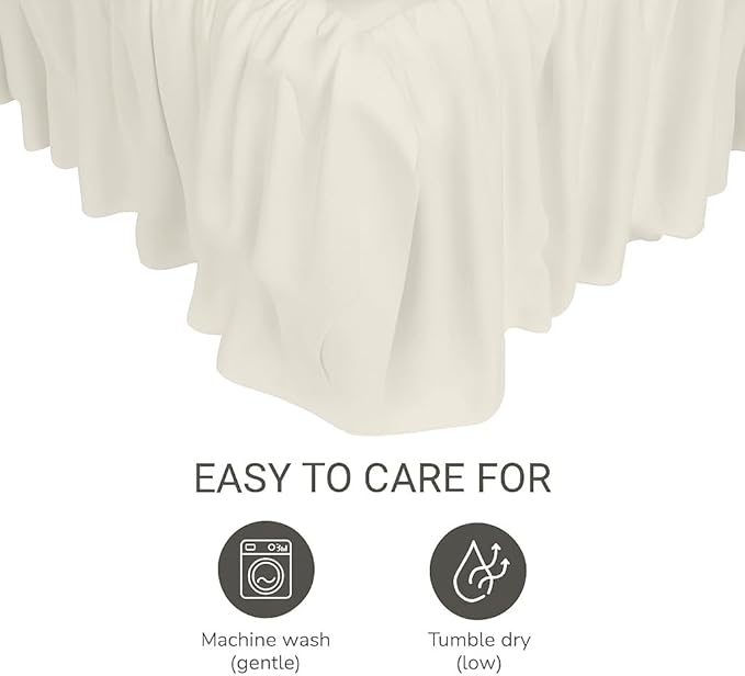Crib Bed Skirt Dust Ruffle with Split Corners, 100% Cotton, Ivory Nursery Crib Skirt for Baby Boys or Girls, 28x52, 14" Drop, Toddler Bed Skirt, Baby Bedding, Crib Sheet Skirt, Soft & Breathable