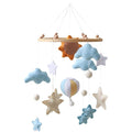 Soft Crib Mobile, Sun Hot Air Balloon Design with Felt Decorations, Ideal for Baby Nursery with Cloud and Star Hanging Toys
