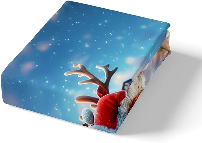 Cute Santa Claus Duvet Cover Set Queen Size,Winter Snow Cabin Rustic Farmhouse Bedding Set,Boys Girls Room Decor,Xmas Tree Merry Christmas Comforter Cover,White Quilt Cover,2 Pillowcases,No Comforter