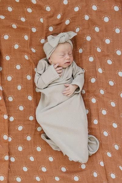 Mebie Baby Sunshine Muslin Swaddle - Soft, Modern & Neutral Swaddle Blanket for Newborns (0-3 Months), Comfy Wrap, Baby Essentials & Gifts