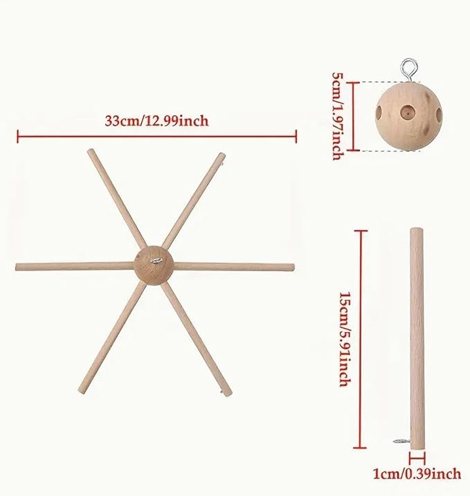 Baby Mobile Kit Frame for Crib Wooden Wind Chime Equipment Hanger Six Legs Creative Bell Accessories Decorative for Bedroom