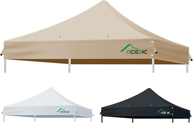 Heavy Duty 10x10 Canopy Replacement Top Cover with 8 Large Drainage Holes, Waterproof PU and 99% UV Resistant Fabric for Outdoor Events, Art Exhibition (Tent Top Only, Excluding Frame, Khaki)