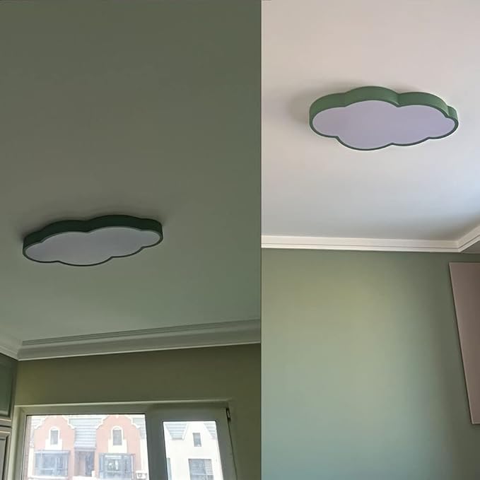 LED Ceiling Light Fixture,23 Inch Modern Cloud Shape Recessed Ceiling Lights, Dimmable Light,Green 36W Close to Ceiling Lighting Flush Mount Living Room Bedroom,3000K-6000K