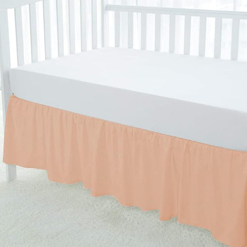 100% Egyptian Cotton, Nursery Crib Toddler (28" x 52" + 14") 800 Thread Count Crib Skirt Dust Ruffle, Bedding Skirts for Baby Boys or Girls, 14" Drop, Blush Solid