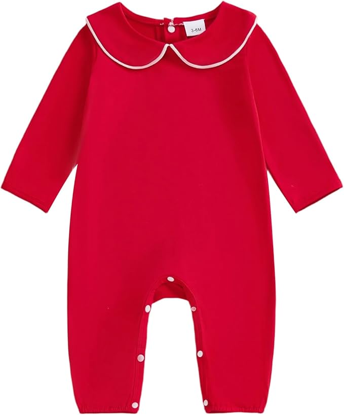 Merqwadd Baby Coming Home Outfit Boy Girl Cotton Long Sleeve Romper Jumpsuit Plain One-Piece Clothes