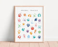 OZCONO Animal Tracks Learning Poster, Vibrant Wildlife Chart Kids, Preschool Wall Decor Art, Homeschool Education Guide (Unframed) (11x14)