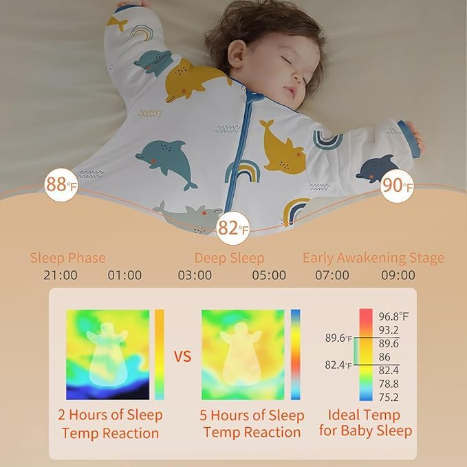 Baby Sleep Sack with Removable Sleeves, Breathable Wearable Blanket for Newborn & Toddler 6-36 Months, Cute Print