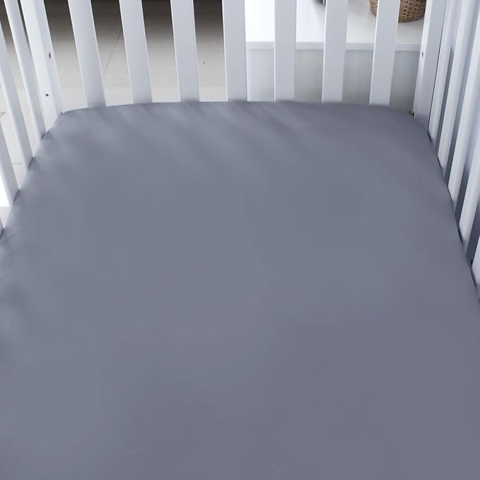 4-Pack Fitted Crib Sheets for Boys and Girls - Breathable, Soft Microfiber Baby Sheets in Grey and Navy