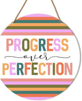 HSNBT Boho Classroom Wall Decor, Nursery kindergarten Classroom Positive Wall Decor Primary School Hanging Sign Decoration, Progress Over Perfection