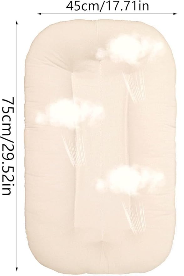 Multifunctional Newborn Baby Lounger, Organic Cotton Infant Nest 0–18M – Portable Breathable 3D Fiber Filling, Machine-Washable (White)