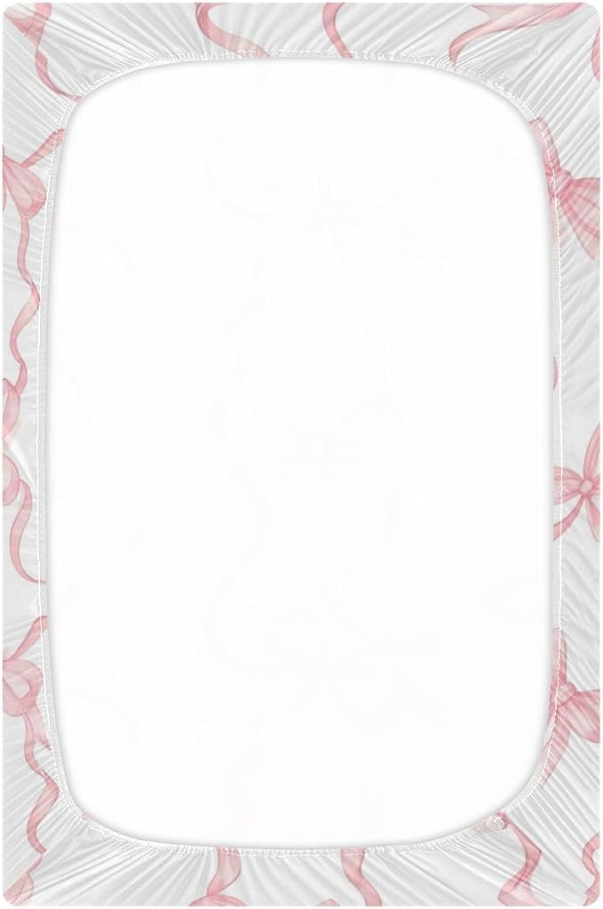 Watercolor Bows Crib Sheets for Boys Girls Pack N Play Sheet Soft Breathable Mini Crib Sheets 39" x 27"