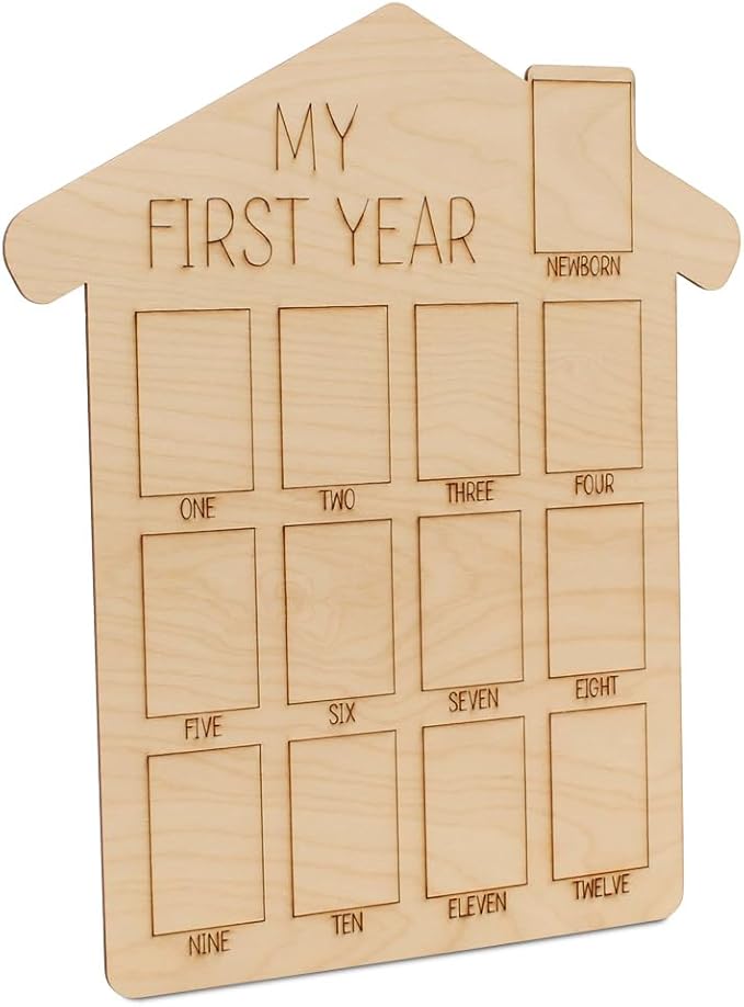 My First Year Photo Frame 14-inch, Pack of 3 Baby Picture Frame for Baby Keepsake, Nursery Decor, and Birthday Party, by Woodpeckers