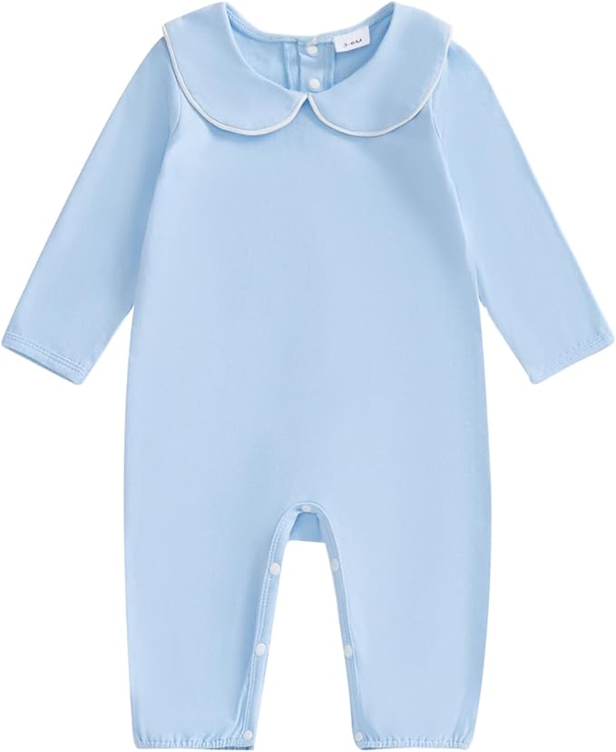 Merqwadd Baby Coming Home Outfit Boy Girl Cotton Long Sleeve Romper Jumpsuit Plain One-Piece Clothes
