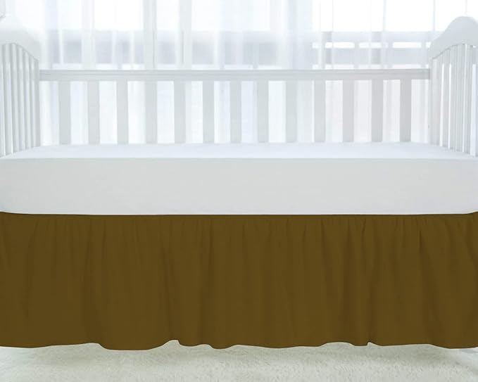 100% Egyptian Cotton, Nursery Crib Toddler (28" x 52" + 14") 800 Thread Count Crib Skirt Dust Ruffle, Bedding Skirts for Baby Boys or Girls, 14" Drop, Taupe Solid