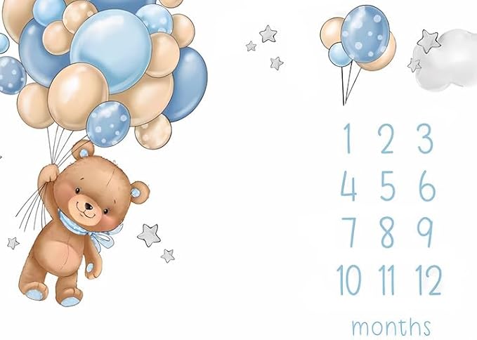 OLIVE OLIVIA Cartoon Baby Monthly Milestone Blanket, First 12 Months Baby Milestone Blanket for Baby Girls, Baby boy Blankets, Perfect Baby Blanket Gifts with Pentagram Frame, 50"x60"