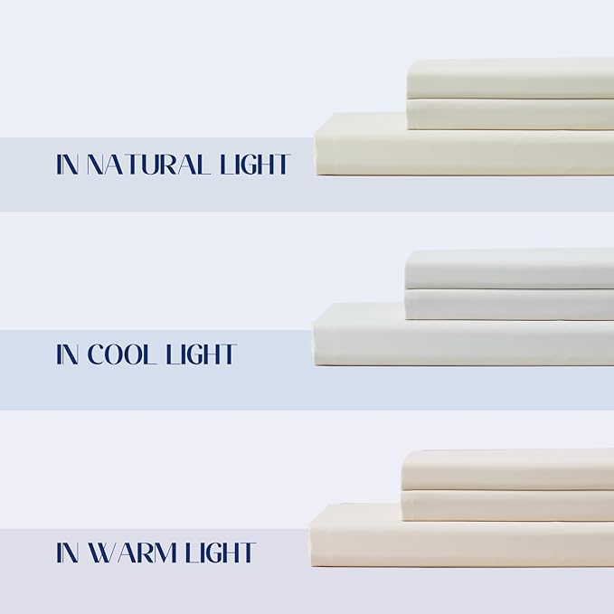 Dream Valley® Queen Sheet Set, Cooling Fitted Sheet with 2 Pillowcase-3 PCS with No Flat Sheet,Q-Max > 0.4 Aerocool, Cooling for Night Sweats, Hot Sleepers,deep Pocket up to 15",Ivory